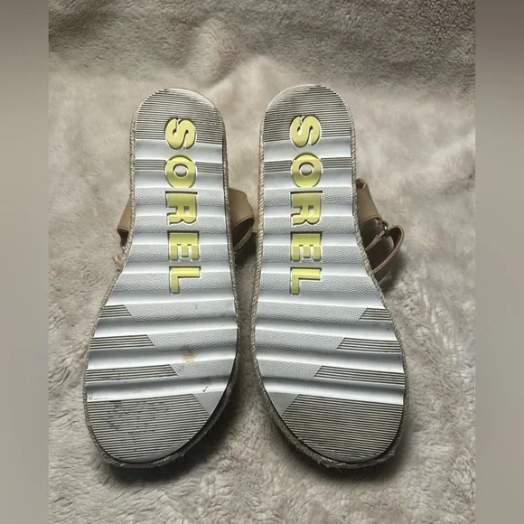 Sorel Cameron Ankle Strap Platform Sandals Womens Size 7 Tan Espadrille Shoes - Picture 3 of 5